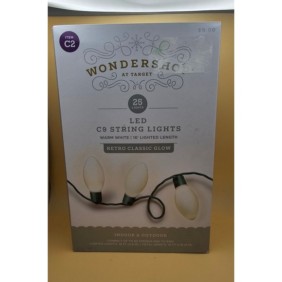 Wondershop C9 LED String Lights - 25 Warm White Bulbs - Indoor/Outdoor - Picture 1 of 4